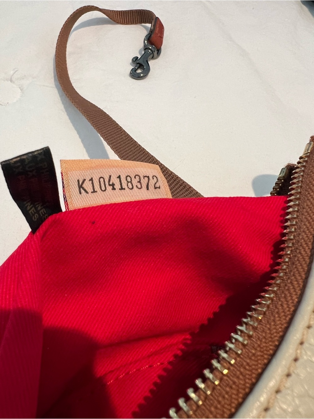 Dooney & Bourke Cream Pebble Leather Crossbody with Brown Trim - Picture 10 of 14